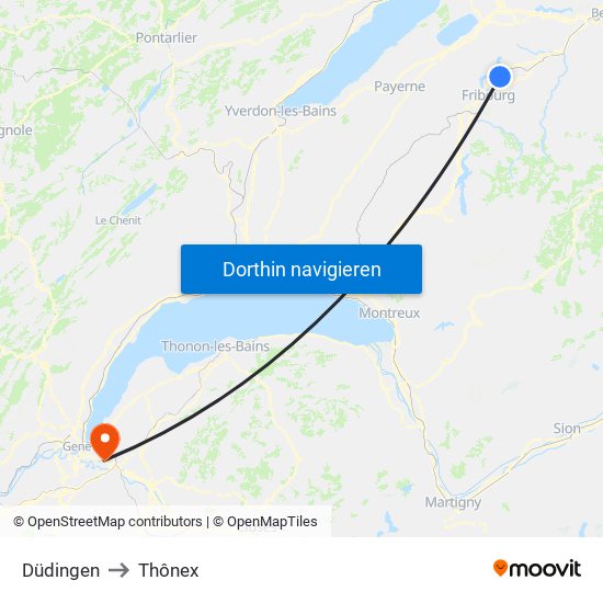 Düdingen to Thônex map