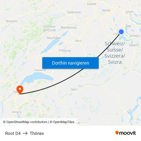 Root D4 to Thônex map