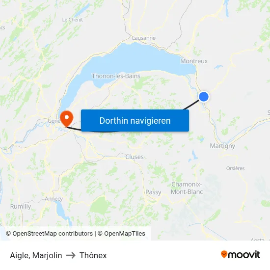Aigle, Marjolin to Thônex map