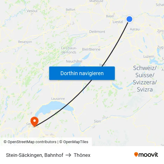 Stein-Säckingen, Bahnhof to Thônex map