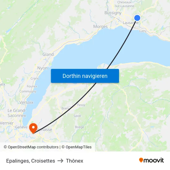 Epalinges, Croisettes to Thônex map