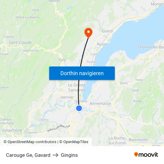 Carouge Ge, Gavard to Gingins map