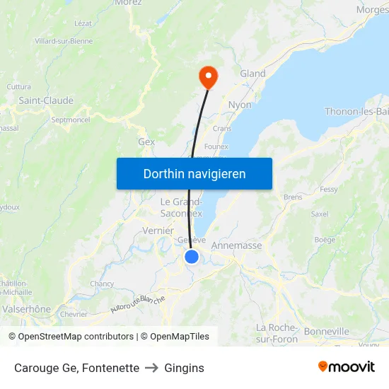 Carouge Ge, Fontenette to Gingins map