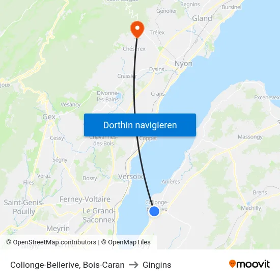 Collonge-Bellerive, Bois-Caran to Gingins map