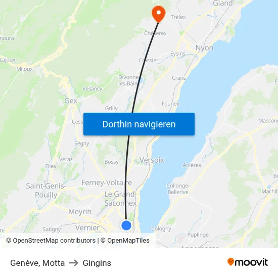 Genève, Motta to Gingins map