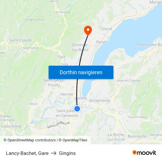 Lancy-Bachet, Gare to Gingins map