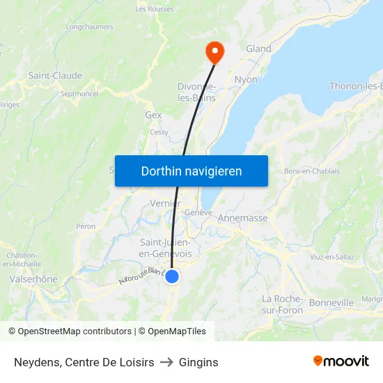 Neydens, Centre De Loisirs to Gingins map