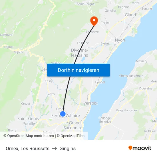 Ornex, Les Roussets to Gingins map