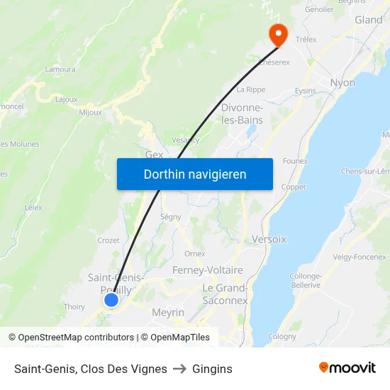 Saint-Genis, Clos Des Vignes to Gingins map
