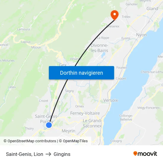 Saint-Genis, Lion to Gingins map