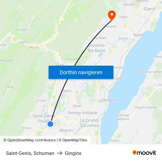 Saint-Genis, Schuman to Gingins map