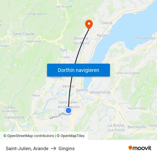 Saint-Julien, Arande to Gingins map