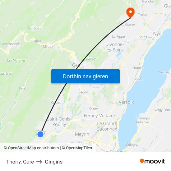 Thoiry, Gare to Gingins map
