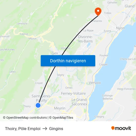 Thoiry, Pôle Emploi to Gingins map