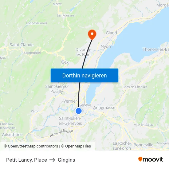 Petit-Lancy, Place to Gingins map