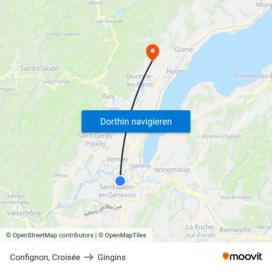 Confignon, Croisée to Gingins map