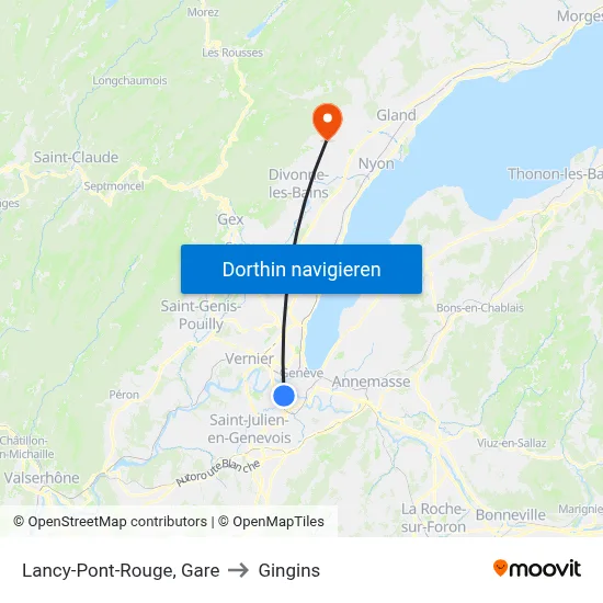 Lancy-Pont-Rouge, Gare to Gingins map