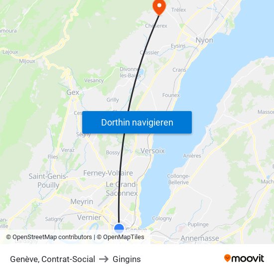 Genève, Contrat-Social to Gingins map