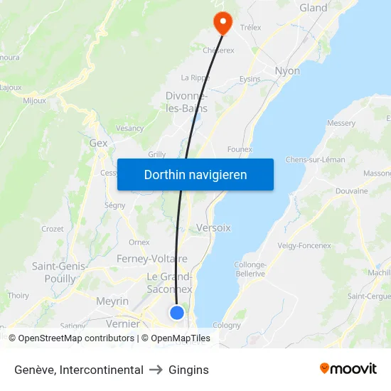 Genève, Intercontinental to Gingins map