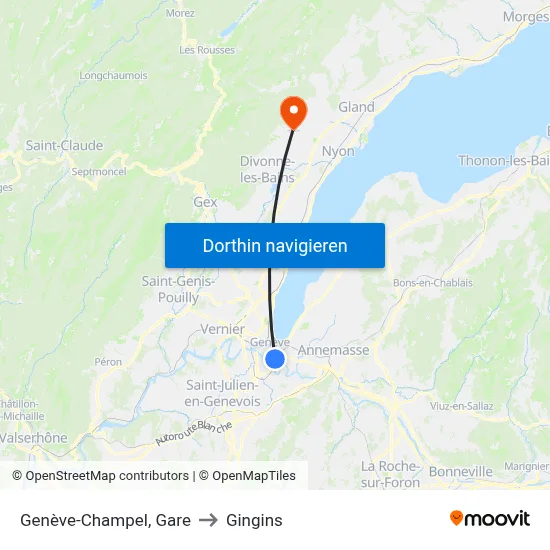 Genève-Champel, Gare to Gingins map