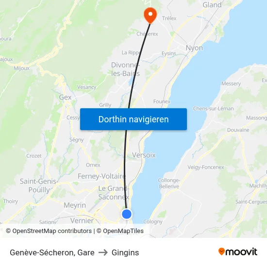 Genève-Sécheron, Gare to Gingins map