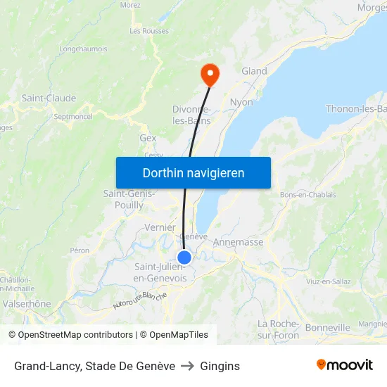 Grand-Lancy, Stade De Genève to Gingins map