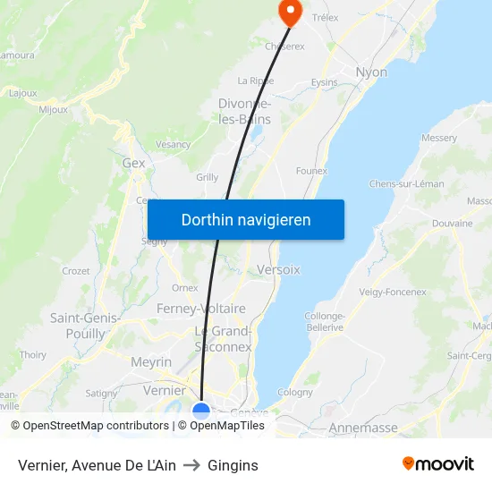 Vernier, Avenue De L'Ain to Gingins map