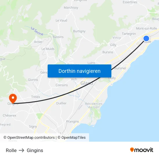 Rolle to Gingins map