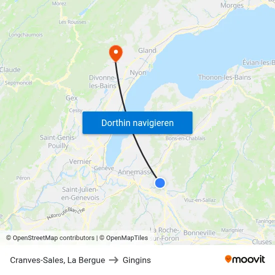 Cranves-Sales, La Bergue to Gingins map