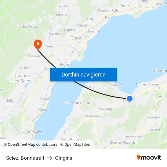 Sciez, Bonnatrait to Gingins map