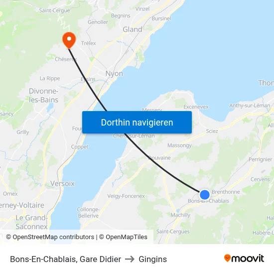Bons-En-Chablais, Gare Didier to Gingins map