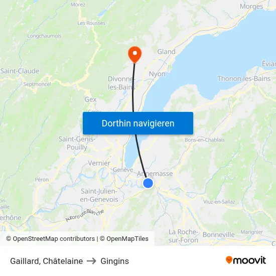Gaillard, Châtelaine to Gingins map