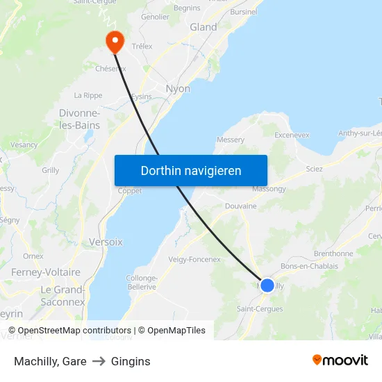 Machilly, Gare to Gingins map