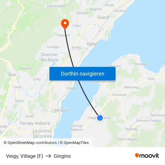 Veigy, Village (F) to Gingins map