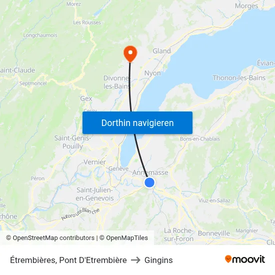 Étrembières, Pont D'Etrembière to Gingins map