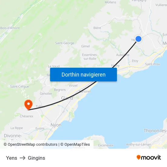 Yens to Gingins map