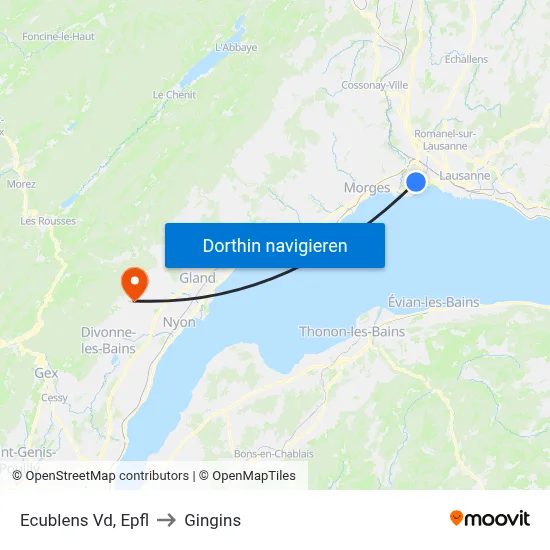 Ecublens Vd, Epfl to Gingins map