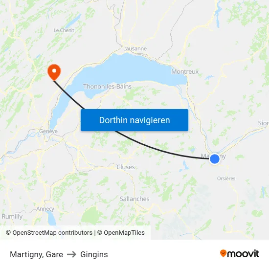 Martigny, Gare to Gingins map