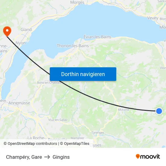 Champéry, Gare to Gingins map