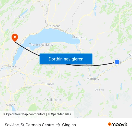 Savièse, St-Germain Centre to Gingins map