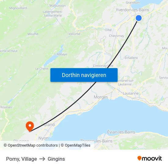 Pomy, Village to Gingins map
