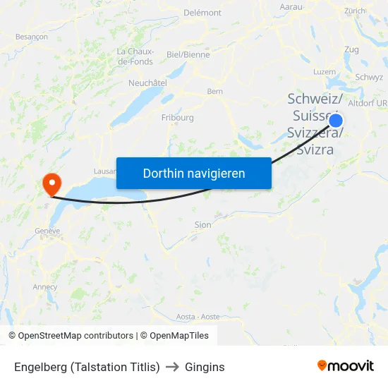 Engelberg (Talstation Titlis) to Gingins map