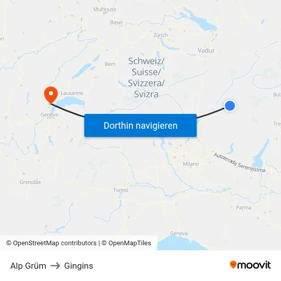 Alp Grüm to Gingins map