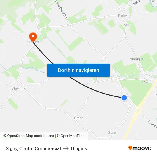 Signy, Centre Commercial to Gingins map