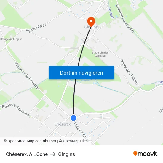Chéserex, A L'Oche to Gingins map