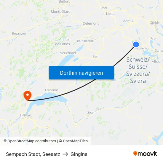 Sempach Stadt, Seesatz to Gingins map