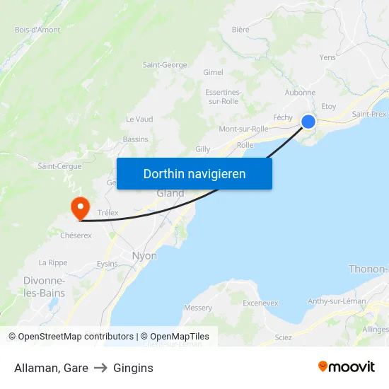 Allaman, Gare to Gingins map