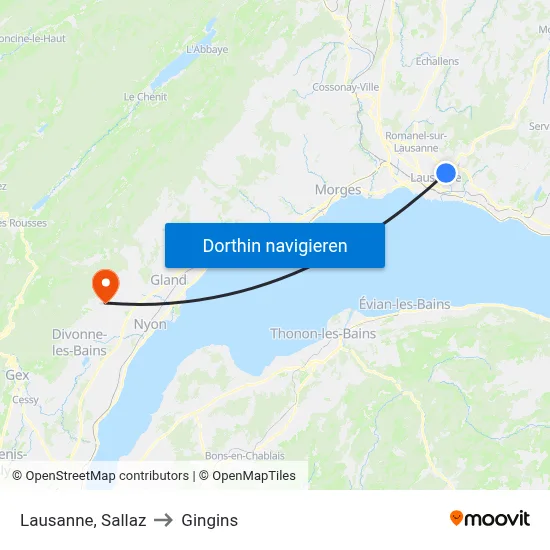 Lausanne, Sallaz to Gingins map