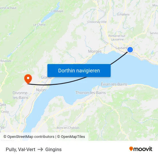 Pully, Val-Vert to Gingins map