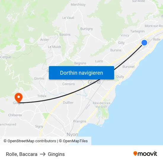 Rolle, Baccara to Gingins map